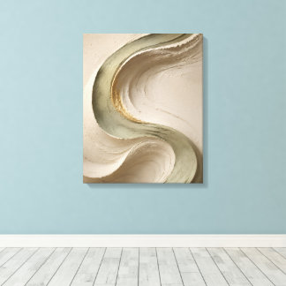 Beige & Goud Vloeiende Textuur Japandi Kunst Canvas Afdruk