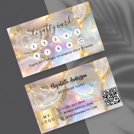 Beige gouden agaat holografische business logo QR- Klantenkaartje