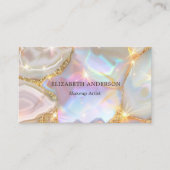 Beige gouden agaat holografische foto qr code visitekaartje (Voorkant)