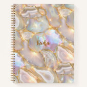 Beige gouden agaat holografische naam notitieboek (Voorkant)