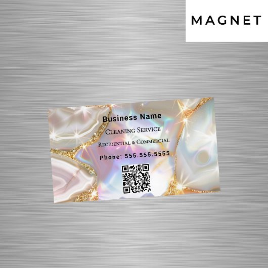 Beige gouden agaat holografische QR-code Magnetisch Visitekaartje