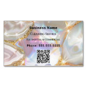 Beige gouden agaat holografische QR-code Magnetisch Visitekaartje (Voorkant)