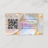 Beige gouden agaat holografische qr-code visitekaartje (Achterkant)