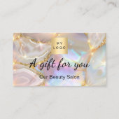 Beige gouden agaat logo qr cadeaubon kaart visitekaartje (Voorkant)