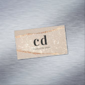 Beige gouden agaat marmeren monogram initialen magnetisch visitekaartje (Voorbeeld)