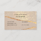 Beige gouden agaat marmeren monogram initialen visitekaartje (Achterkant)