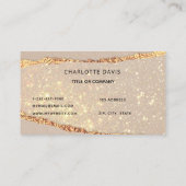 Beige gouden agaat marmeren monogram initialen visitekaartje (Achterkant)