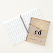 Beige gouden agaat marmeren monogram notitieboek (Binnen)