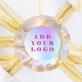 Beige gouden agaat opaal business logo ronde sticker