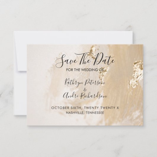 Beige gouden aquarel save the date uitnodiging (Voorkant)