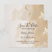 Beige gouden aquarel save the date uitnodiging (Voorkant / Achterkant)