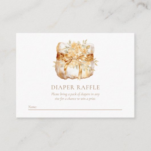 Beige & Gouden Baby shower Luierverloting Informatiekaartje (Voorkant)