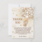 Beige gouden Beer heteluchtballon Bedankkaart (Voorkant)