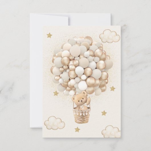 Beige gouden Beer heteluchtballon Bedankkaart (Achterkant)