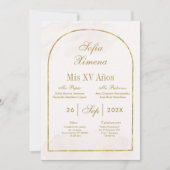 Beige gouden boog Quinceañera Kaart (Voorkant)