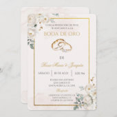 Beige gouden bruiloft bewerkbaar kaart (Voorkant / Achterkant)