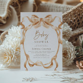 Beige & Gouden Coquette Bow Foto Baby shower Kaart