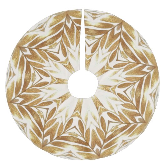 Beige gouden decoratieve kerstboomrok kerstboom rok (Voorkant)