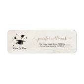 Beige Gouden Dubbele Afstudeer Retouradres Etiket (Voorkant)