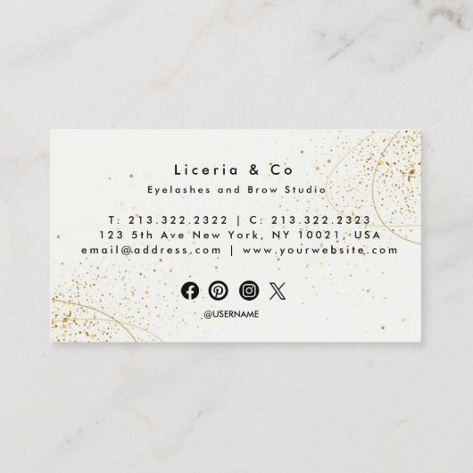 Beige Gouden Esthetische Lash en Brow Studio Busin Visitekaartje (Achterkant)