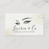 Beige Gouden Esthetische Lash en Brow Studio Busin Visitekaartje (Voorkant)