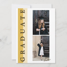 Beige Gouden Lineaire Afstudeer Uitnodigingskaart Kaart