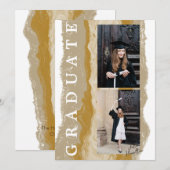 Beige gouden marmeren einjaarsdiploma kaart (Voorkant / Achterkant)