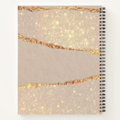 Beige gouden marmeren monogram notitieboek (Achterkant)