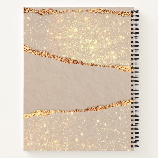 Beige gouden marmeren monogram notitieboek (Achterkant)