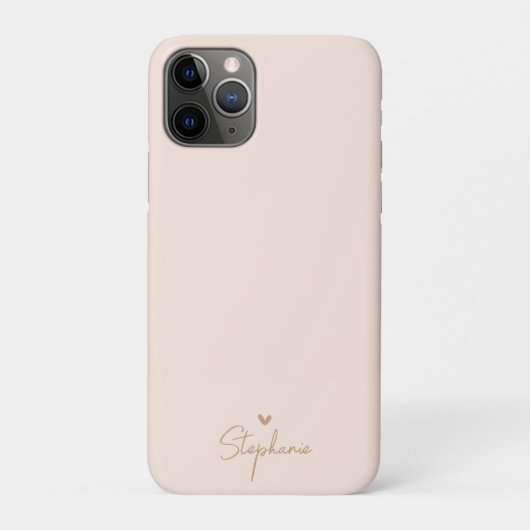 Beige Gouden Minimaal Hart Persoonlijk Cadeau Naam Case-Mate iPhone Case (Achterkant)