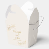 Beige gouden minimalistische tak blad bruiloft bedankdoosjes (Geopend)