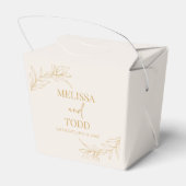 Beige gouden minimalistische tak blad bruiloft bedankdoosjes (Achterkant)