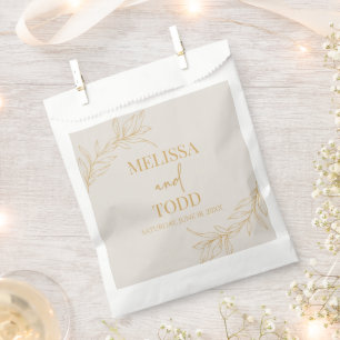 Beige gouden minimalistische tak blad bruiloft bedankzakje