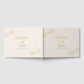 Beige gouden minimalistische tak blad bruiloft gastenboek (Volledig)