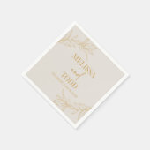 Beige gouden minimalistische tak blad bruiloft servet (Hoek)