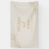 Beige gouden minimalistische tak blad bruiloft spandoek (Verticaal)