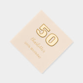 Beige gouden naam elegant verjaardagsfeestje folie servetten (Rechts)