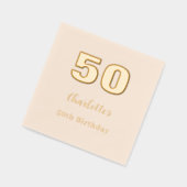 Beige gouden naam elegant verjaardagsfeestje folie servetten (Links)