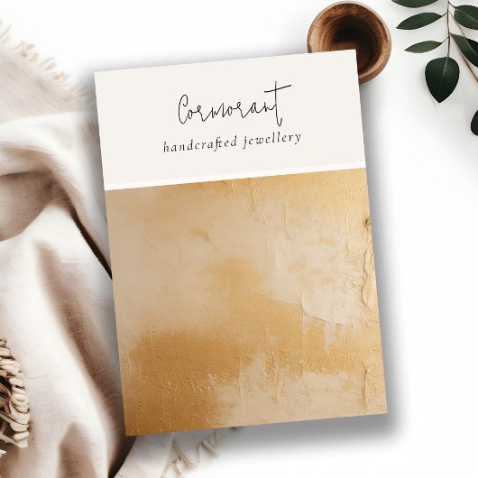 Beige Gouden Olie Verf Textuur Blank Sieraden Disp Visitekaartje