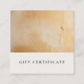 Beige Gouden Olie Verf Textuur Cadeaubon Vierkante Visitekaartje (Voorkant)