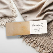 Beige Gouden Olie Verf Textuur Oorbel Stud Houder Mini Visitekaartje