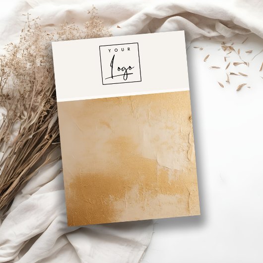Beige Gouden Olieverf Textuur Logo Blank Sieraden Visitekaartje