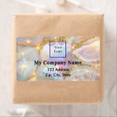 Beige gouden opaal logo retour adres verzending etiket (Insitu)