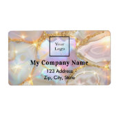 Beige gouden opaal logo retour adres verzending etiket (Voorkant)