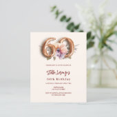 Beige gouden perzik bloemenbudget 60e verjaardag (Staand voorkant)