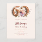 Beige gouden perzik bloemenbudget 60e verjaardag (Voorkant)