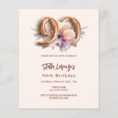 Beige gouden perzik bloemenbudget 90e verjaardag (Voorkant)