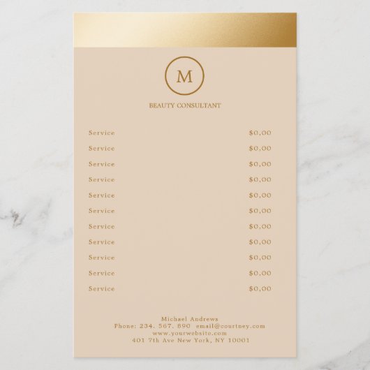 Beige Gouden Streep Monogram Cirkel Flyer (Voorkant)