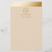 Beige Gouden Streep Monogram Cirkel Flyer (Achterkant)
