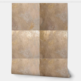 Beige Gouden Stucco Textuur Tegels Behang